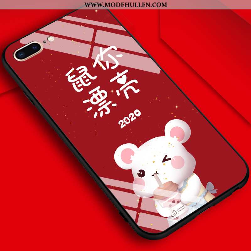 Hülle iPhone 8 Plus Schutz Nubuck Helles Handy Silikon Rot Rote