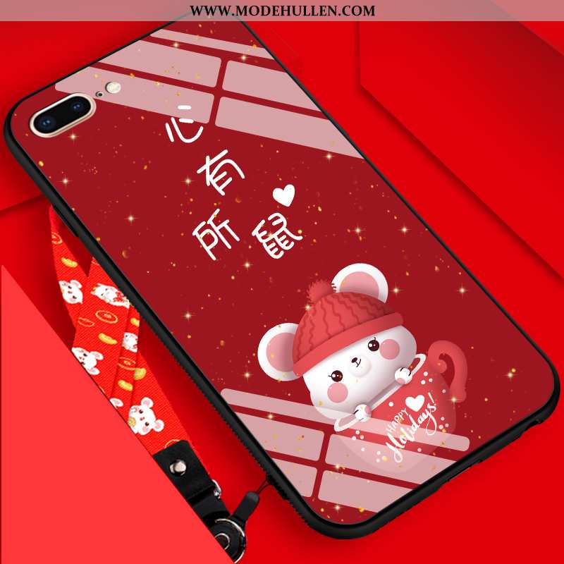 Hülle iPhone 8 Plus Schutz Nubuck Helles Handy Silikon Rot Rote