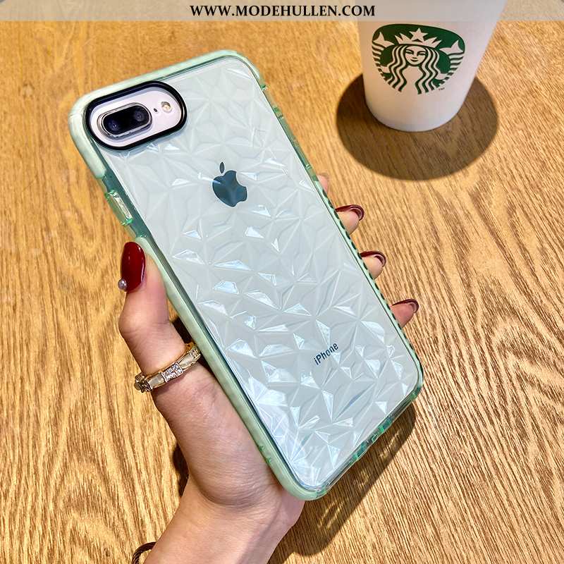 Hülle iPhone 8 Plus Schutz Transparent Silikon Diamantform Kreativ Einfassung Trend Grün