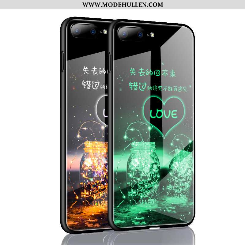 Hülle iPhone 8 Plus Silikon Schutz Glas Leuchtende Case Handy Pu Grün