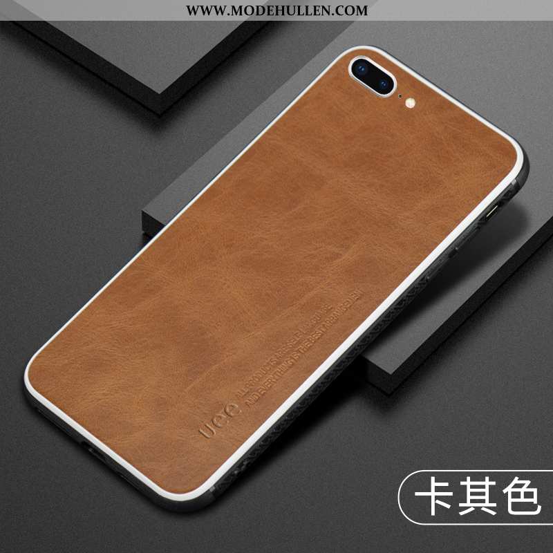 Hülle iPhone 8 Plus Silikon Schutz Lederhülle Trend Top Leder Kreativ Khaki