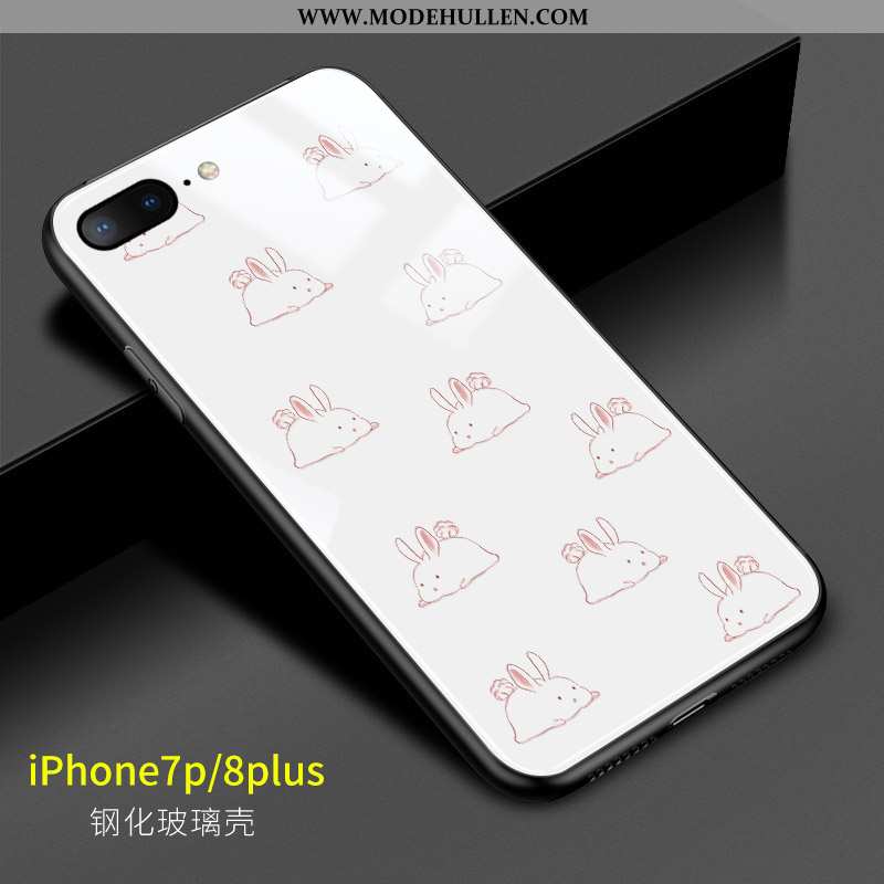 Hülle iPhone 8 Plus Silikon Schutz Weiß Case Rosa Karikatur Häschen Weiße