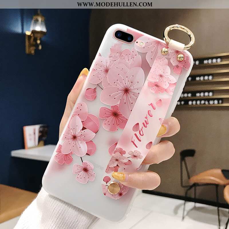 Hülle iPhone 8 Plus Trend Weiche Anti-sturz Hängender Hals Case Hängende Verzierungen Handy Rosa