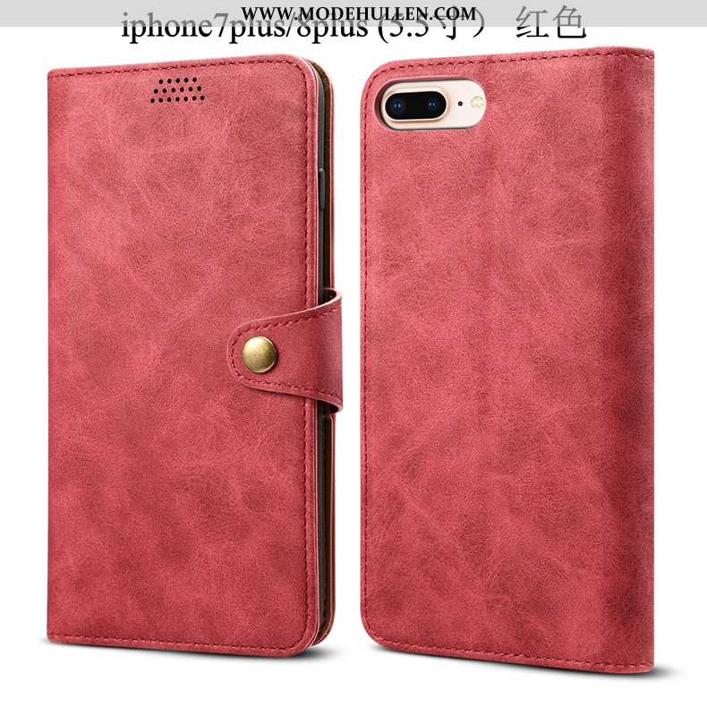 Hülle iPhone 8 Plus Trend Weiche Folio Schutz Rot Handy Lederhülle Rote