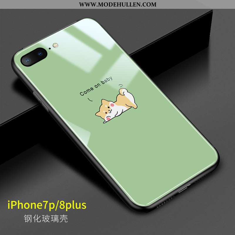 Hülle iPhone 8 Plus Weiche Schutz Grün Handy Glas Mini Hund