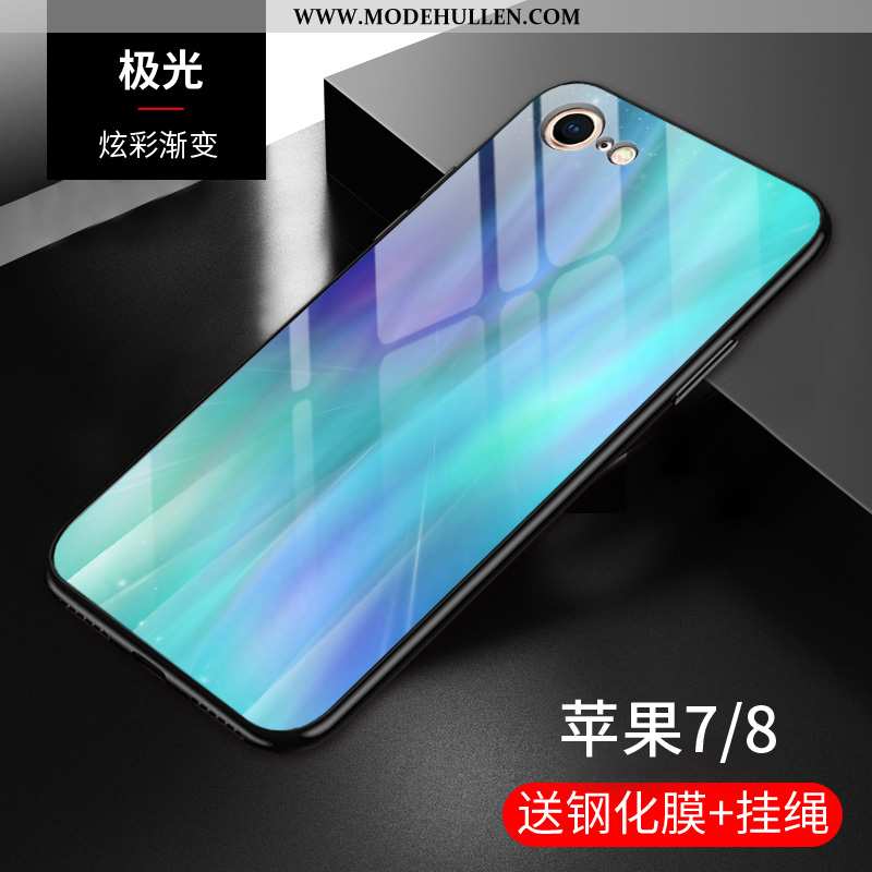 Hülle iPhone 8 Schutz Glas Case Persönlichkeit Farbverlauf Grenze Silikon Lila