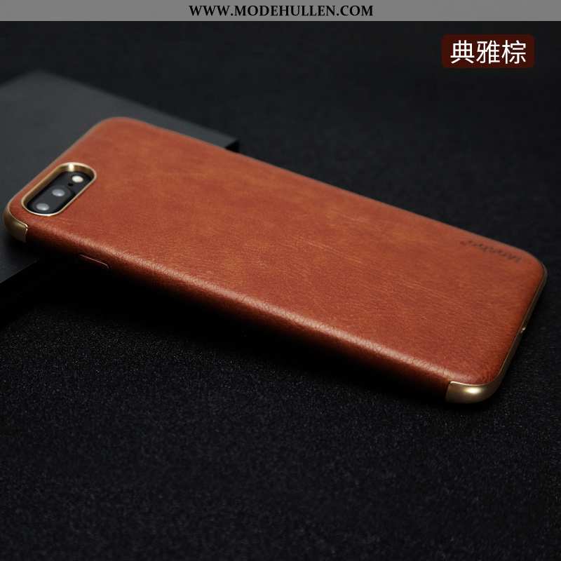 Hülle iPhone 8 Schutz Trend Weiche Pu Business Echt Case Dunkelblau