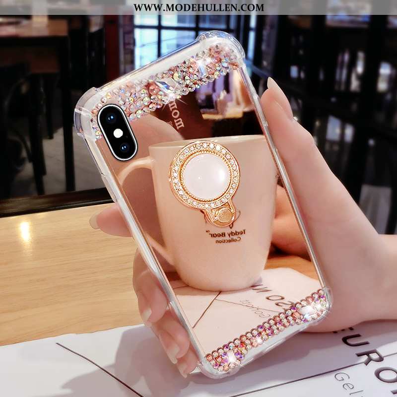 Hülle iPhone X Kreativ Trend Spiegel Ring Handy Rosa Neu