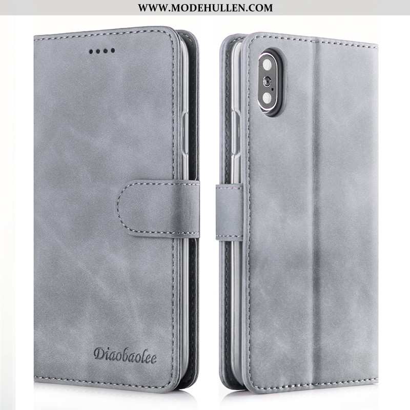 Hülle iPhone X Lederhülle Leder Business Elegant Kuh Karte Braun