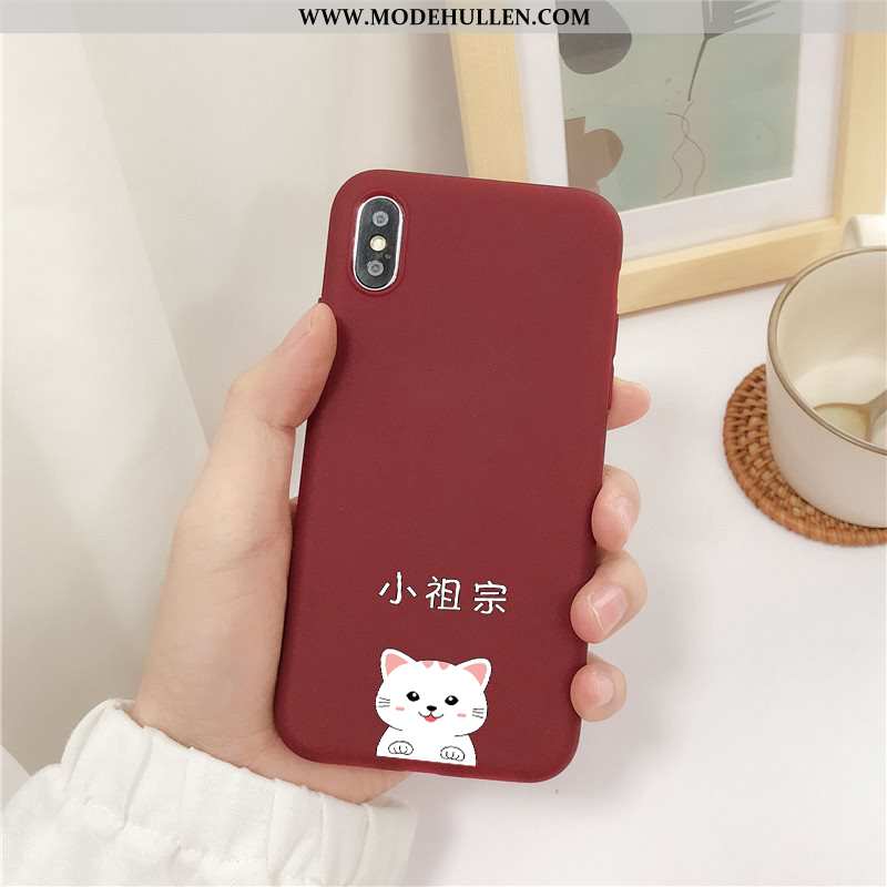 Hülle iPhone X Nubuck Weiche Silikon Handy Mini Case Rote