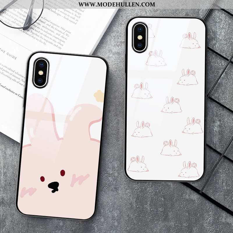 Hülle iPhone X Schutz Glas Alles Inklusive Karikatur Häschen Rosa Weiße