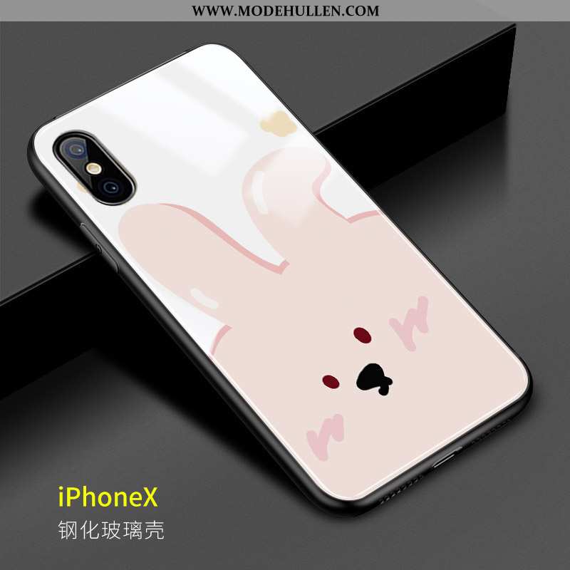 Hülle iPhone X Schutz Glas Alles Inklusive Karikatur Häschen Rosa Weiße