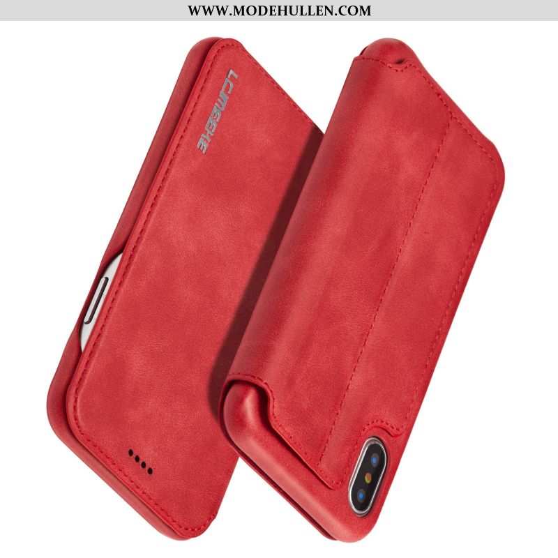 Hülle iPhone X Super Dünne Schutz Einfassung Clamshell Rot Handy Rote