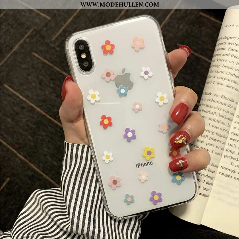 Hülle iPhone X Transparent Silikon Anti-sturz Weiß Chrysanthemes Alles Inklusive Weiße