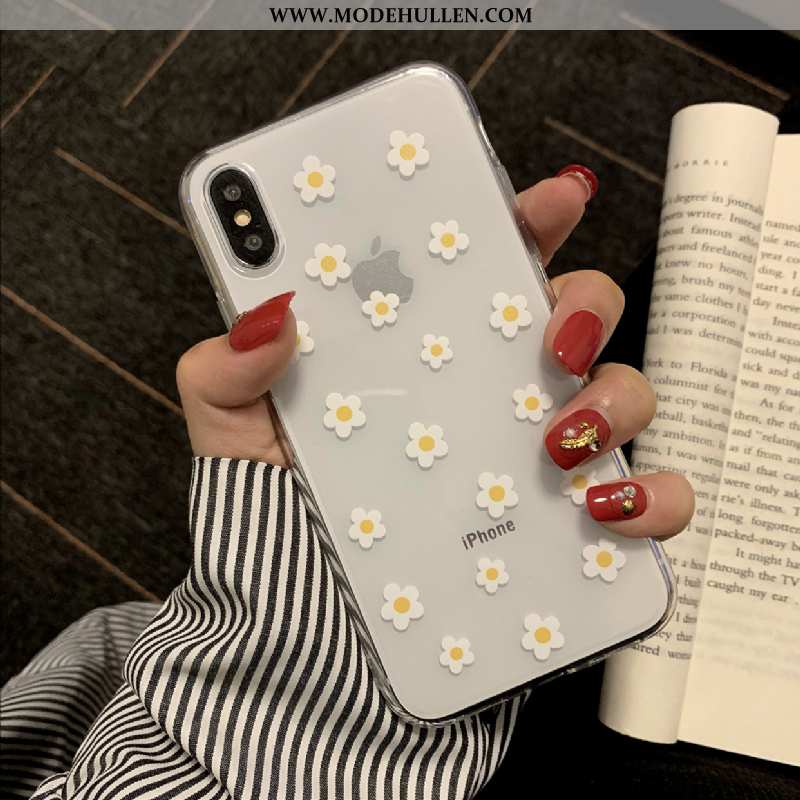 Hülle iPhone X Transparent Silikon Anti-sturz Weiß Chrysanthemes Alles Inklusive Weiße
