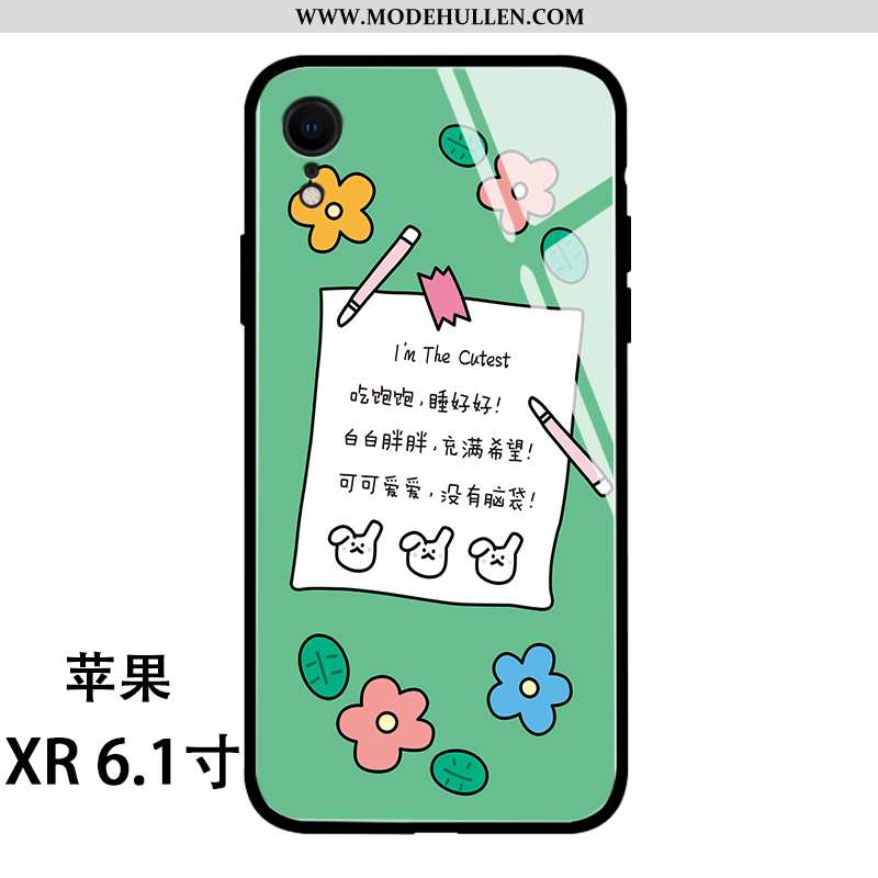 Hülle iPhone Xr Glas Karikatur Herz Case Weiche Handy Silikon Grün