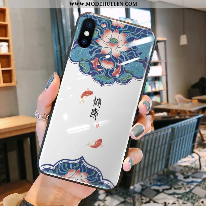 Hülle iPhone Xr Glas Silikon Handy Einfach Netto Rot Chinesische Art Rote