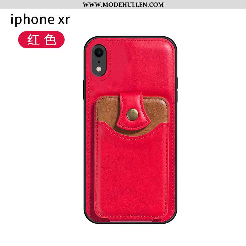 Hülle iPhone Xr Lederhülle Leder Anti-sturz Qualität Handy Einfassung Case Grau