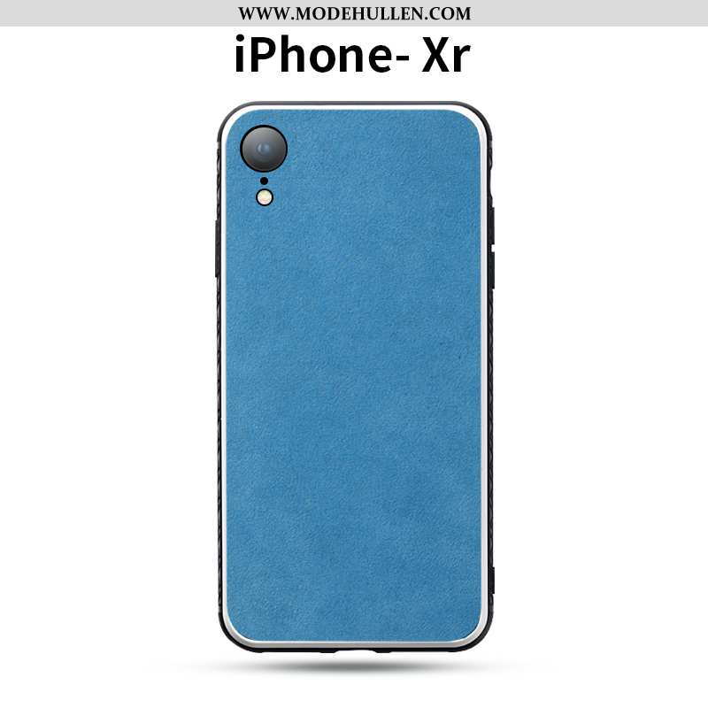 Hülle iPhone Xr Lederhülle Nubuck Alles Inklusive Case Rot Muster Zweifarbig Rote