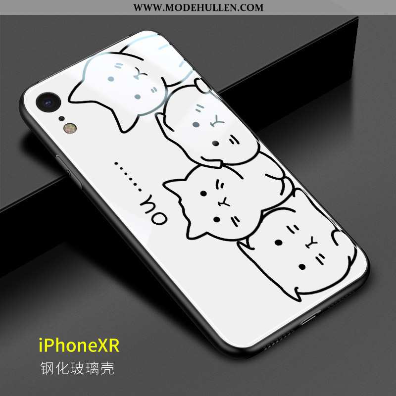 Hülle iPhone Xr Nette Glas Alles Inklusive Handy Anti-sturz Katzen Weiße
