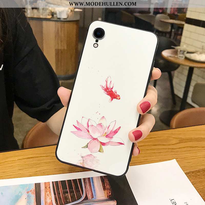 Hülle iPhone Xr Persönlichkeit Kreativ Chinesische Art Trend Silikon Anti-sturz Prägung Rosa