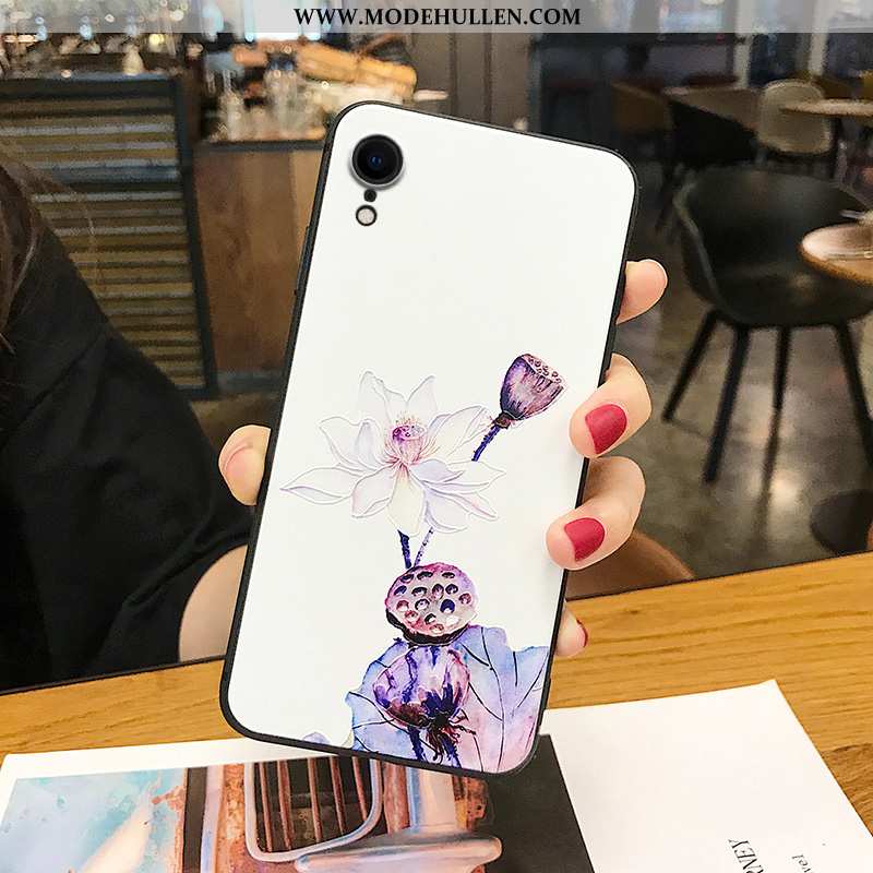 Hülle iPhone Xr Persönlichkeit Kreativ Chinesische Art Trend Silikon Anti-sturz Prägung Rosa