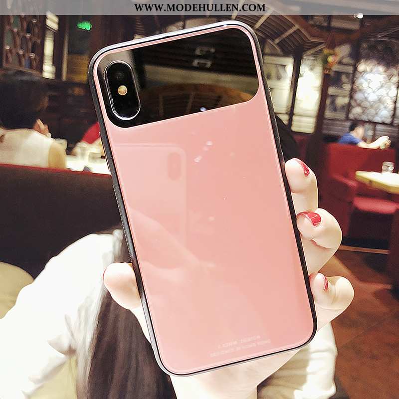 Hülle iPhone Xs Glas Persönlichkeit Rosa Handy Spiegel Trend