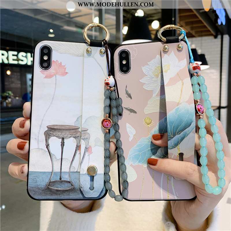 Hülle iPhone Xs Kreativ Retro Schutz Alles Inklusive Case Blumen Weiße