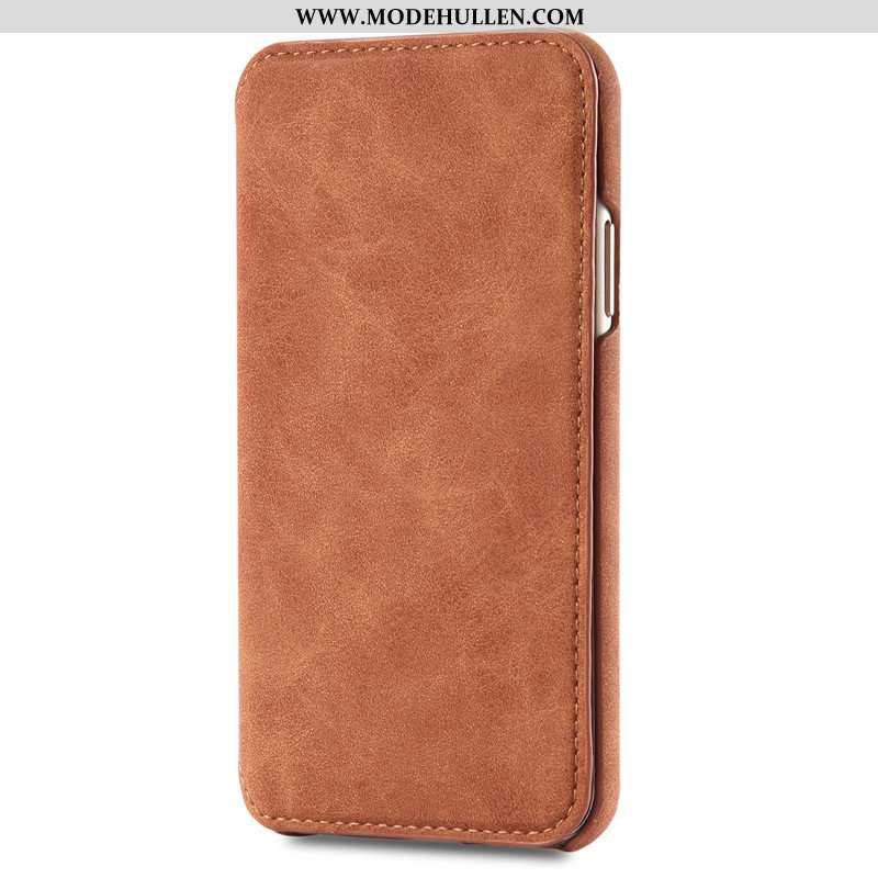 Hülle iPhone Xs Max Echt Leder Lederhülle Handy Rot Karte Clamshell Rote
