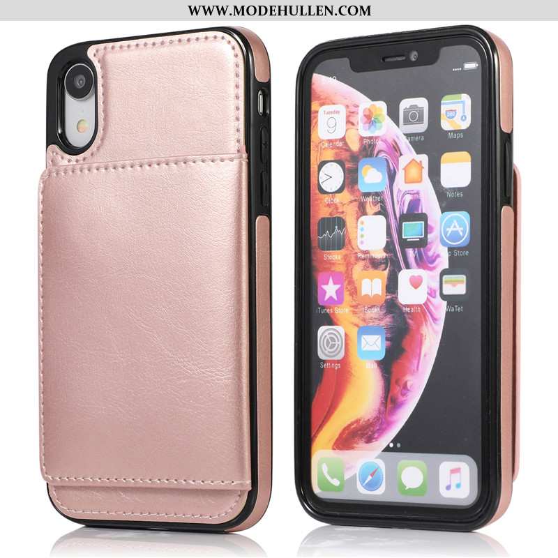 Hülle iPhone Xs Max Geldbörse Lederhülle Handy Kartentaschen Rosa Kreativ