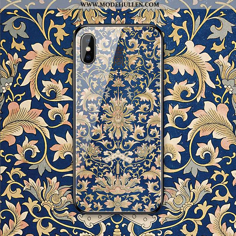 Hülle iPhone Xs Max Glas Kreativ Handy Blumen Schutz Spiegel Grün