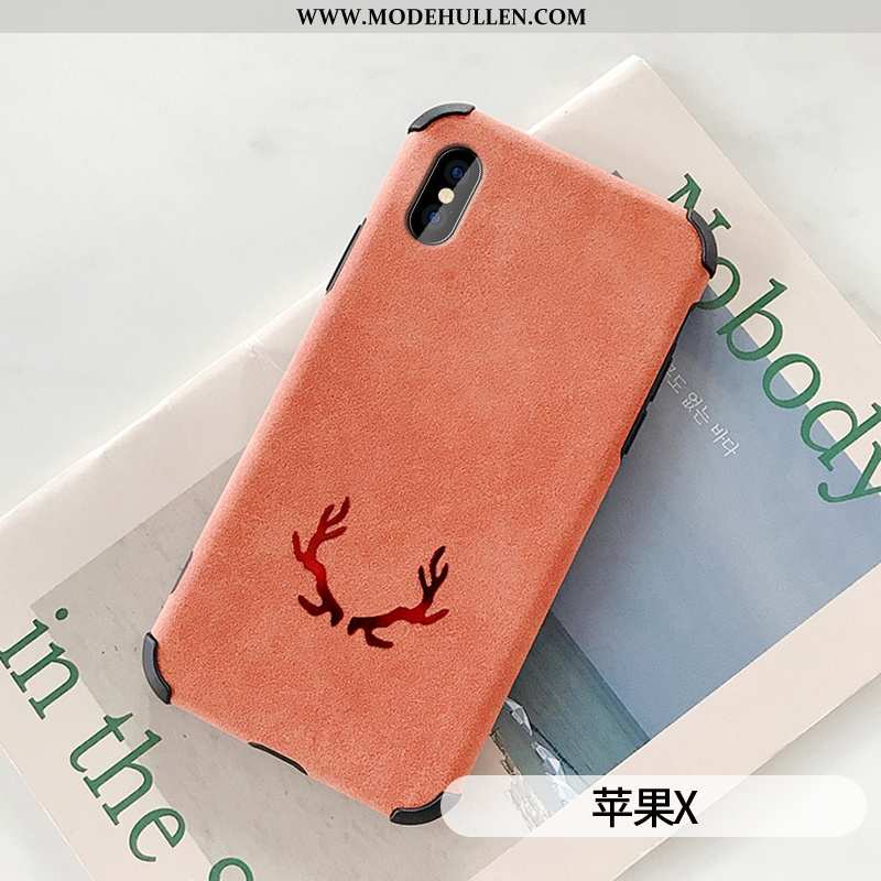 Hülle iPhone Xs Max Kreativ Super Schutz Weiche Case Peau De Daim Türkis