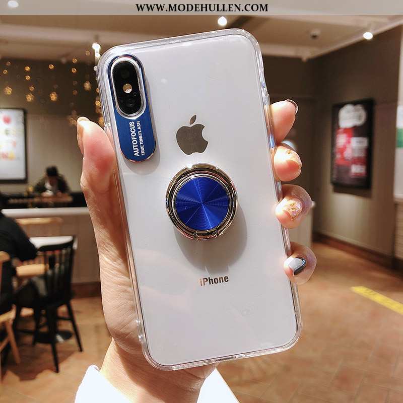 Hülle iPhone Xs Max Kreativ Weiche Halterung Handy Dunkelblau Case Ring