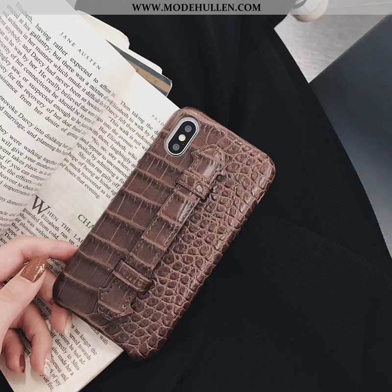 Hülle iPhone Xs Max Muster Lederhülle Rot Krokodilmuster Luxus Handy Rote