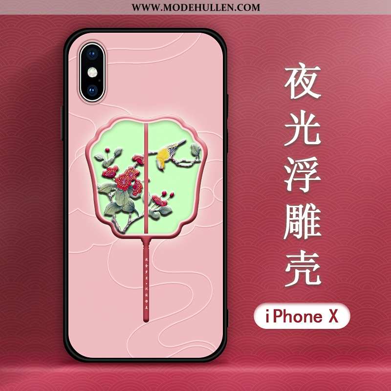 Hülle iPhone Xs Max Schutz Prägung Muster Chinesische Art Anti-sturz Trend Grün