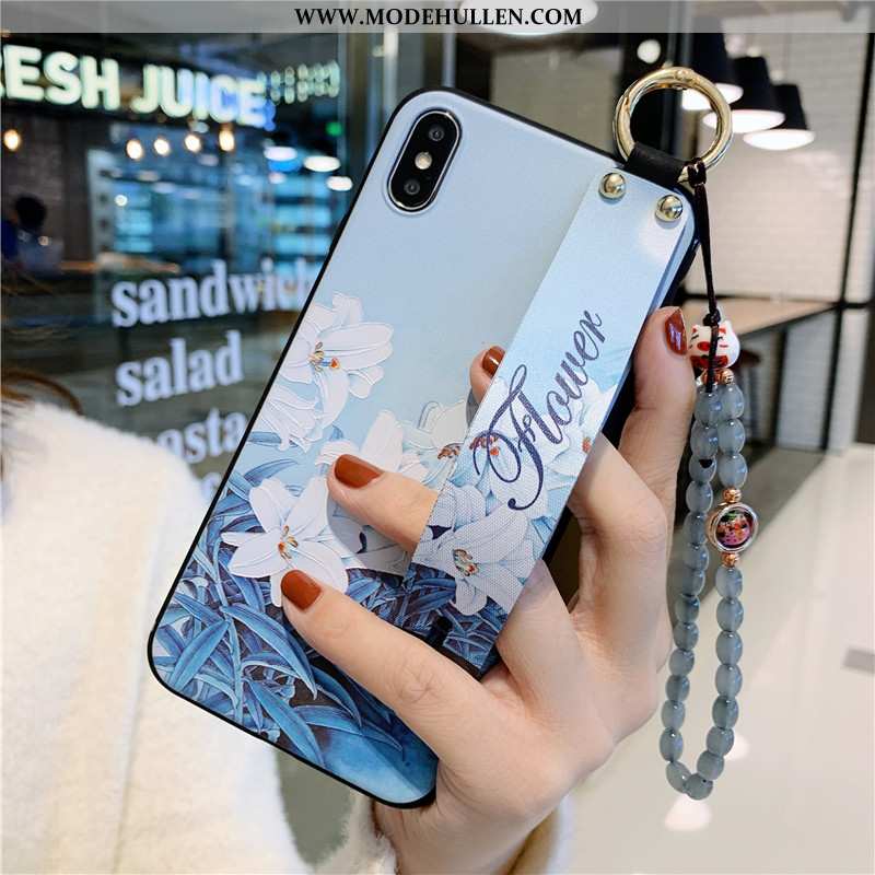 Hülle iPhone Xs Max Schutz Retro Blumen Alles Inklusive Halterung Case Schmetterling Grün