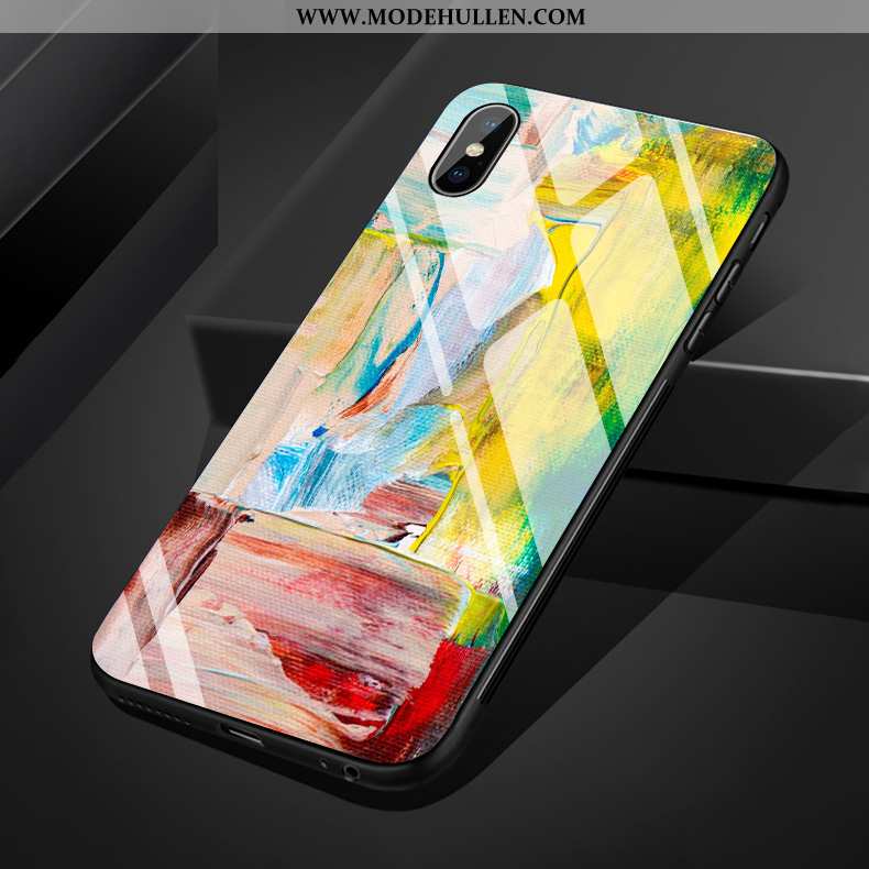 Hülle iPhone Xs Max Silikon Glas Rot Spiegel Case Kunst Bedruckte Rote