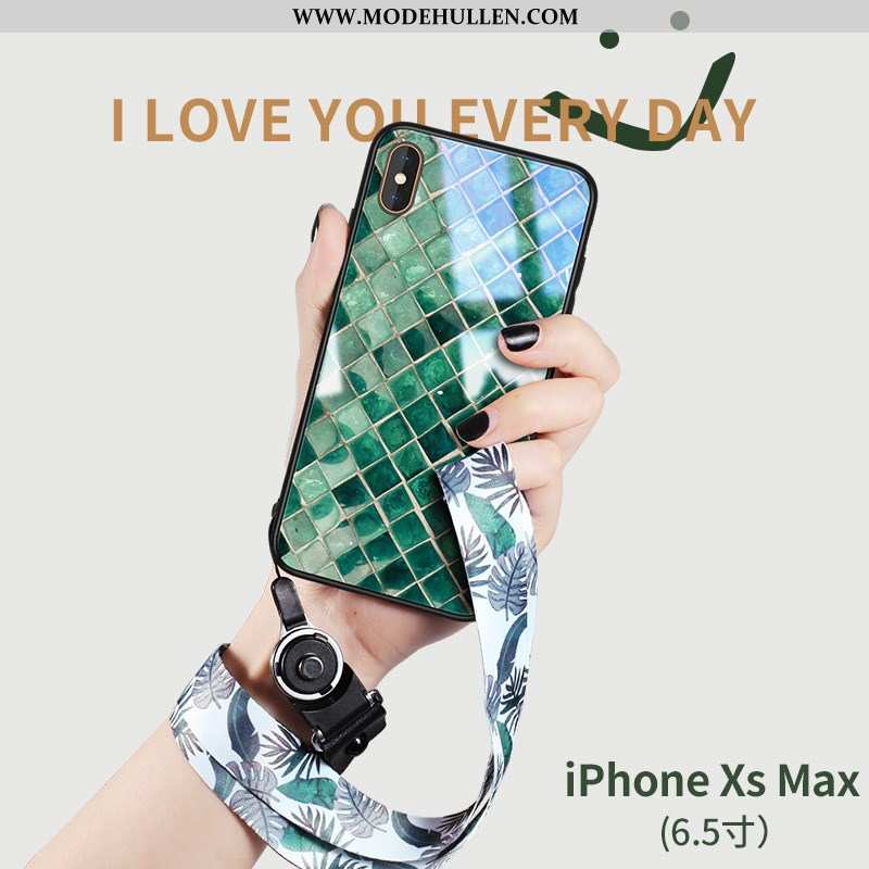 Hülle iPhone Xs Max Silikon Glas Trend Handy Neu Grün