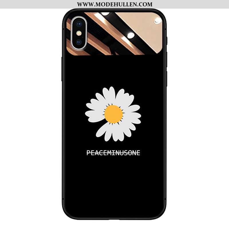 Hülle iPhone Xs Max Trend Glas High-end Handy Chrysanthemes Schwarz Case