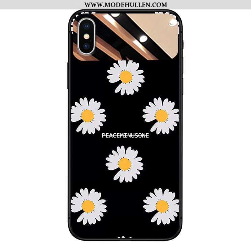 Hülle iPhone Xs Max Trend Glas High-end Handy Chrysanthemes Schwarz Case