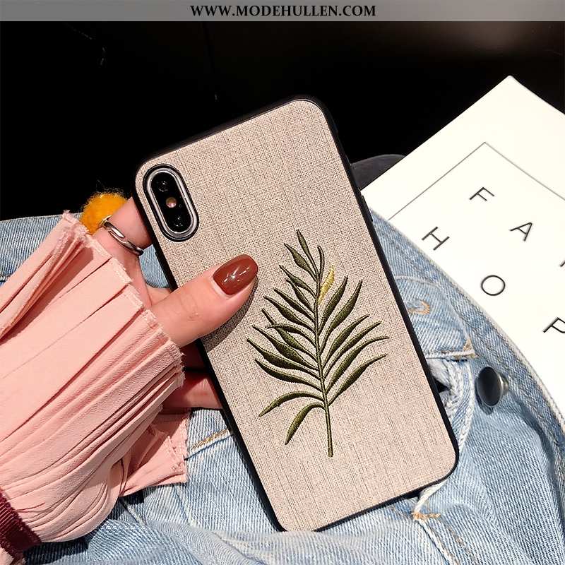 Hülle iPhone Xs Max Trend Weiche Handy Blumen Stickerei Neu Grau