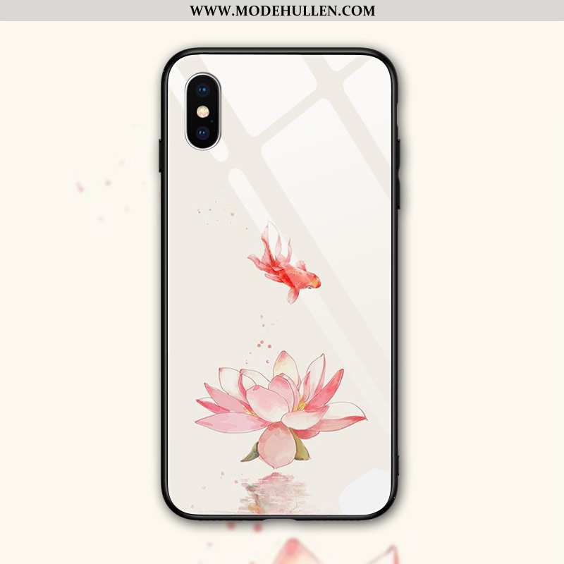 Hülle iPhone Xs Max Weiche Silikon Kreativ Handy Rosa Karpfen Blumen
