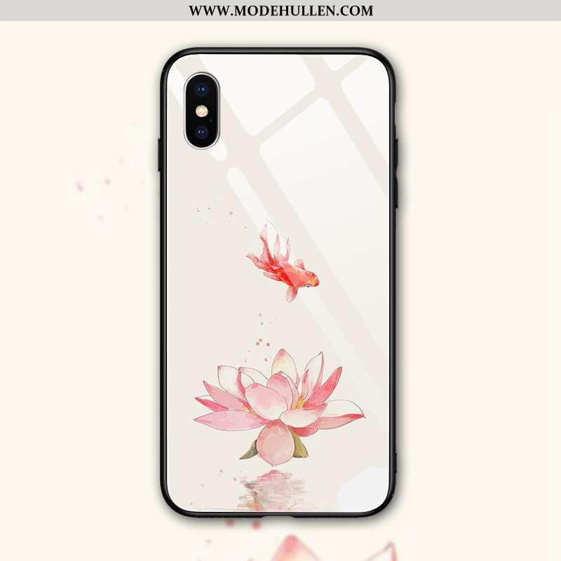 Hülle iPhone Xs Max Weiche Silikon Kreativ Handy Rosa Karpfen Blumen