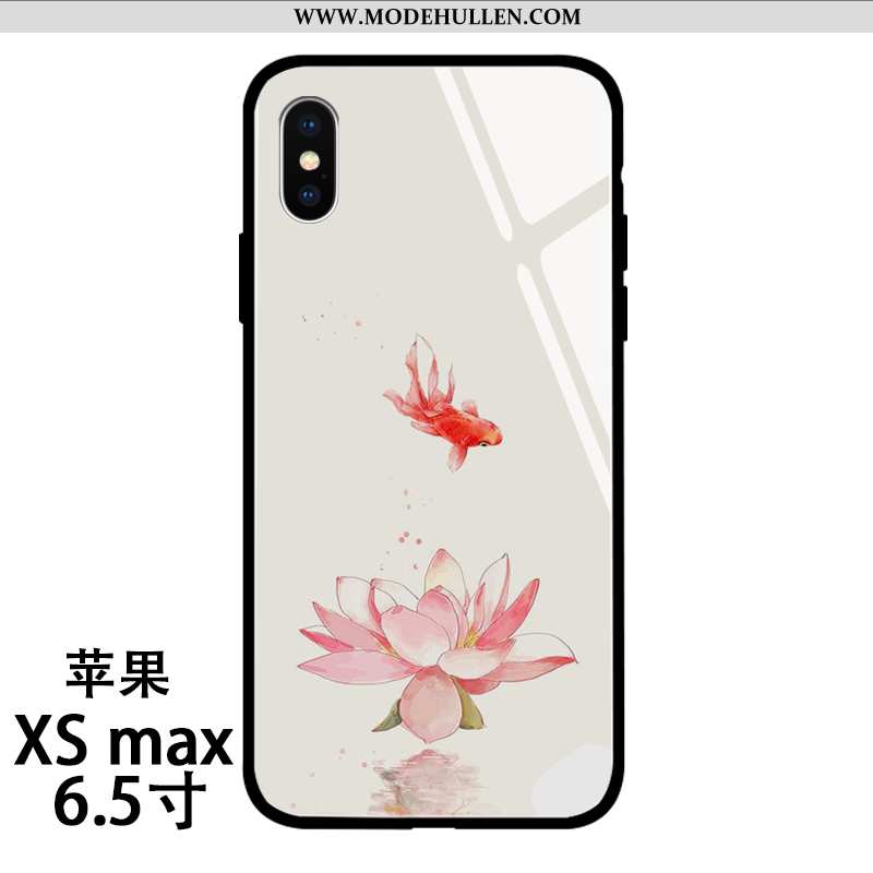 Hülle iPhone Xs Max Weiche Silikon Kreativ Handy Rosa Karpfen Blumen