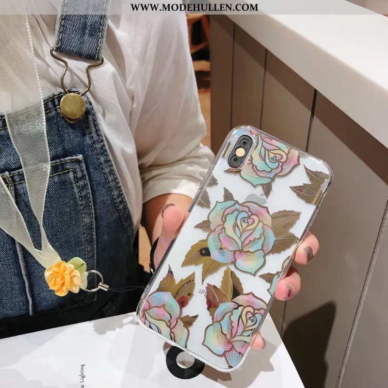 Hülle iPhone Xs Max Weiche Transparent Lila Schön Handy Blumen