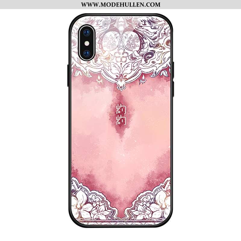 Hülle iPhone Xs Schutz Glas Handy Persönlichkeit Trend Chinesische Art Case Blau