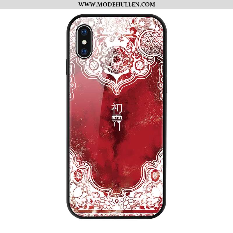 Hülle iPhone Xs Schutz Glas Handy Persönlichkeit Trend Chinesische Art Case Blau