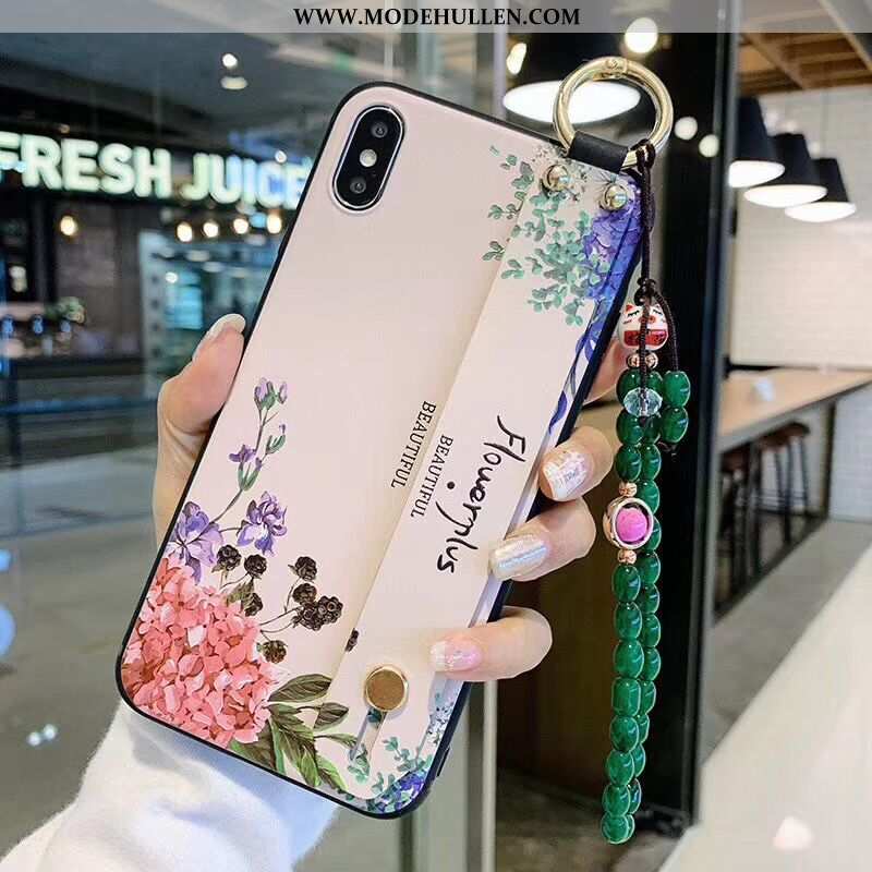 Hülle iPhone Xs Schutz Retro Armbänder Lila Blumen Palast