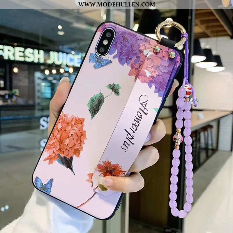 Hülle iPhone Xs Schutz Retro Armbänder Lila Blumen Palast