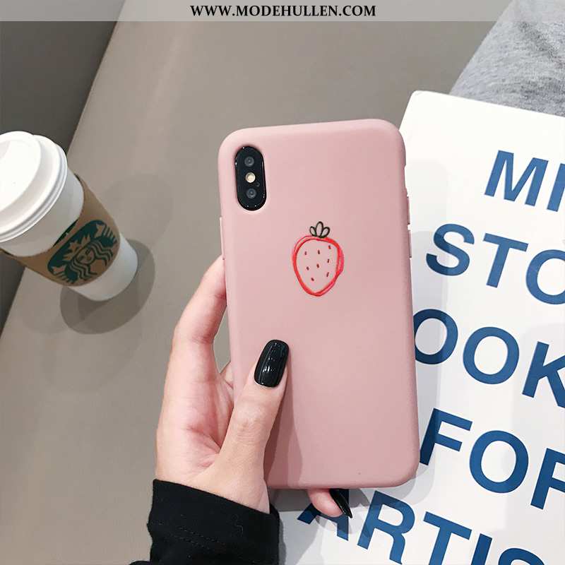 Hülle iPhone Xs Schutz Weiche Case Handy Einfach Rosa Frisch